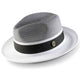 Lorde Collection: White Two-tone Pinch Hat Wide Brim Straw Fedora