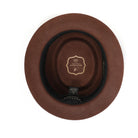 Brown H-88 wool felt pork pie hat by Montique - interior view with sweatband