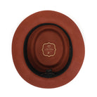 Cognac H-88 wool felt pork pie hat by Montique - interior view with sweatband