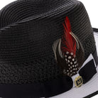 fedora ribbon band feather detail black and white hat