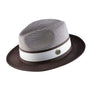 Lorde Collection:  Brown Two-tone Pinch Hat Wide Brim Straw Fedora H87