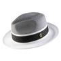 Lorde Collection: White Two-tone Pinch Hat Wide Brim Straw Fedora H87