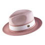 Lorde Collection: Rose Two-tone Pinch Hat Wide Brim Straw Fedora H87