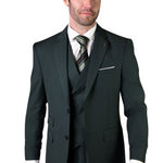 Qualitique Collection: Hunter Green 3PC Modern Fit Suit with Double Breasted Vest