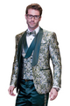 Eclipse Elegance Collection: 3PC Modern Fit Shawl Lapel Tuxedo With Woven Fabric In Hunter