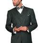 Pan Prestige Collection: 3PC Modern Fit Solid Color Suit With Super 180's Italian Wool In Hunter Green
