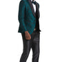 Exquisite Collection: Men's Paisley Shawl Collar 3-Pc Suit In Hunter/black- Slim Fit