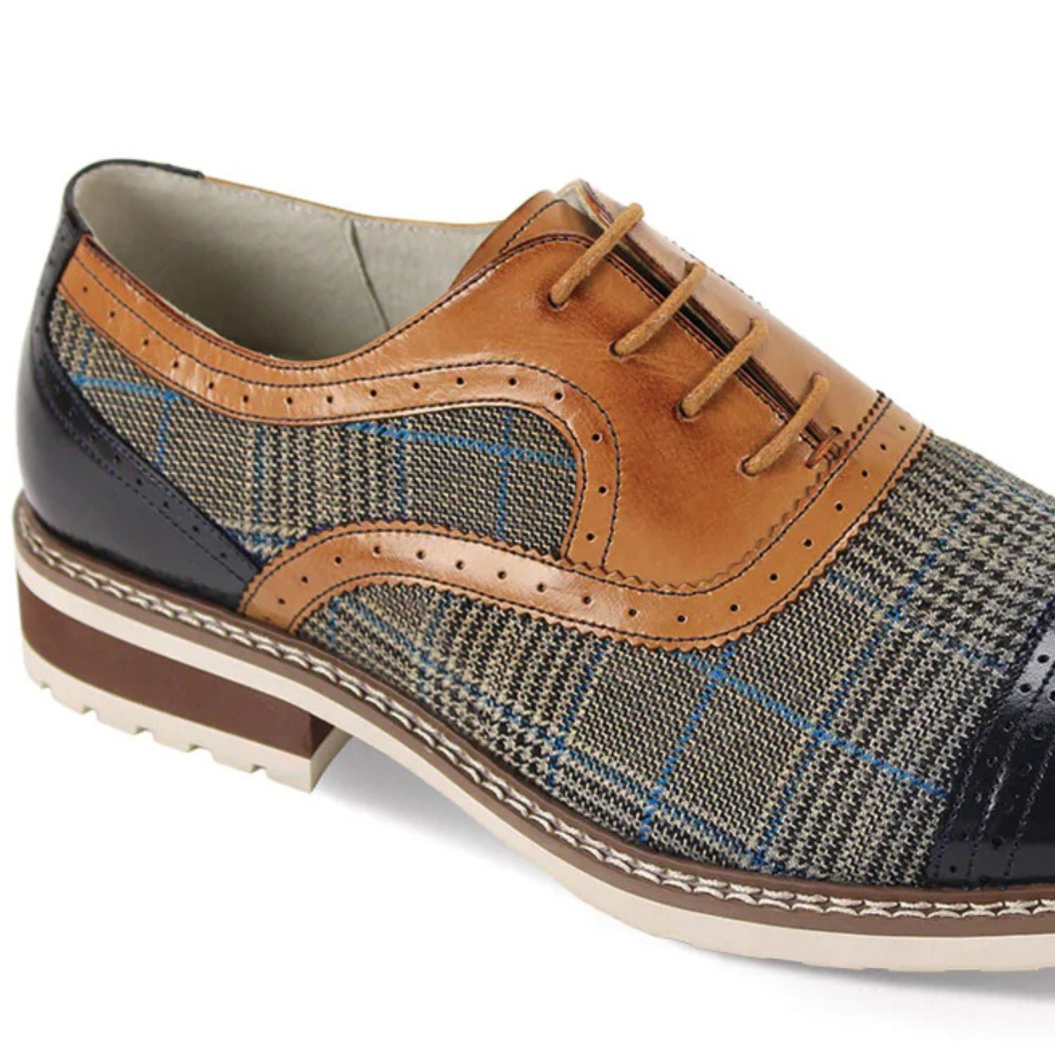 brown and blue dress shoes Navy & Tan Cap Toe Leather Tweed Scarpetto Brown Stacees Mother of the gloomy coquette Inseam:Long