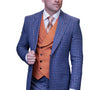 Tailor's Tune Collection: Indigo 3PC Plaid Suit with Solid Color Vest