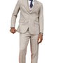 Tailorino Collection: Men's Solid Textured 3 Piece Hybrid Fit Suit In Ivory