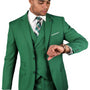Qualitique Collection: Kelly Green 3PC Modern Fit Suit with Double Breasted Vest