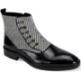 Spatcraft Elegance: Black Tweed Plain Toe Spat Boot with Inside Zipper
