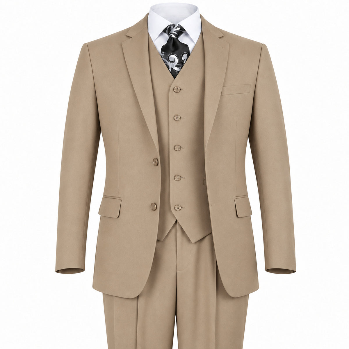 Tan 3-Piece Modern Fit Poplin Suit - product view