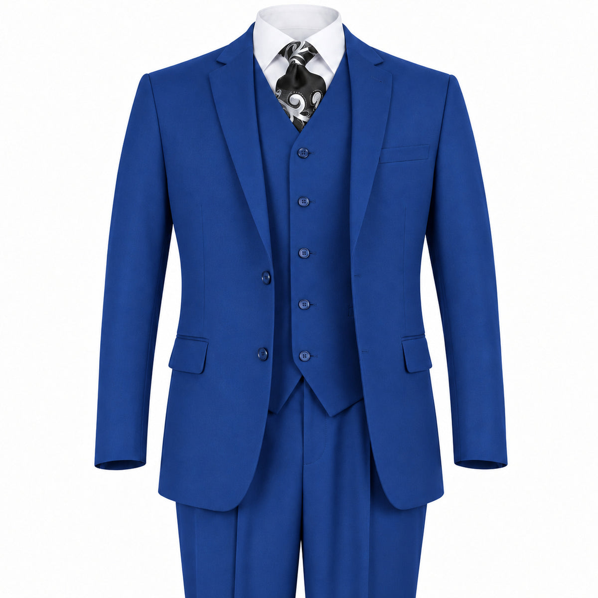 Royal Blue 3-Piece Modern Fit Poplin Suit - product view