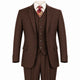 Brown 3-Piece Poplin Suit with Vest - Modern Fit