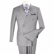 Light Gray 2-Piece Classic Double-Breasted Suit