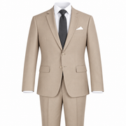 Tan 2 Piece Modern Fit Suit Notch Lapel Flat Front Pants