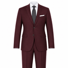 Burgundy 2 Piece Modern Fit Suit Notch Lapel Flat Front Pants - product view