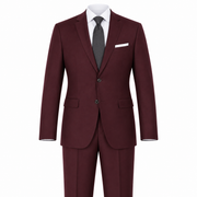 Burgundy 2 Piece Modern Fit Suit Notch Lapel Flat Front Pants