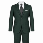 Hunter Green 2 Piece Modern Fit Suit Notch Lapel Flat Front Pants