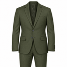 Olive two-piece modern-fit suit — AI-generated approximate color visualization