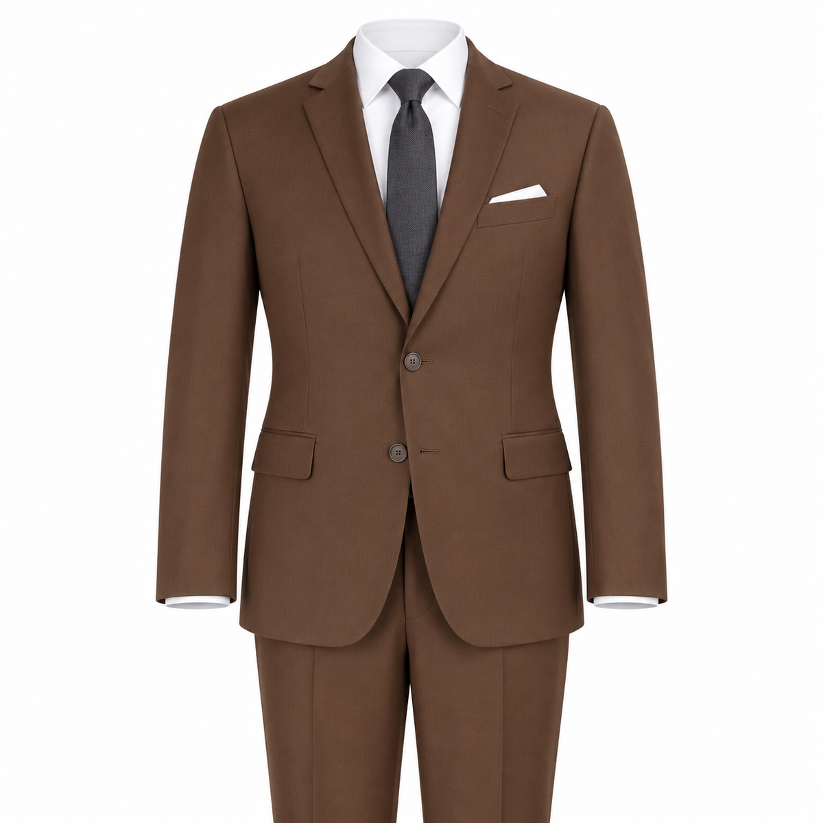 Coco Brown two-piece modern-fit suit — AI-generated visualization