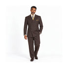 Brown Stripe 100% Wool 3-Piece Double-Breasted Suit - on model