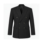 Black Double-Breasted Peak-Lapel Sport Coat - front product view