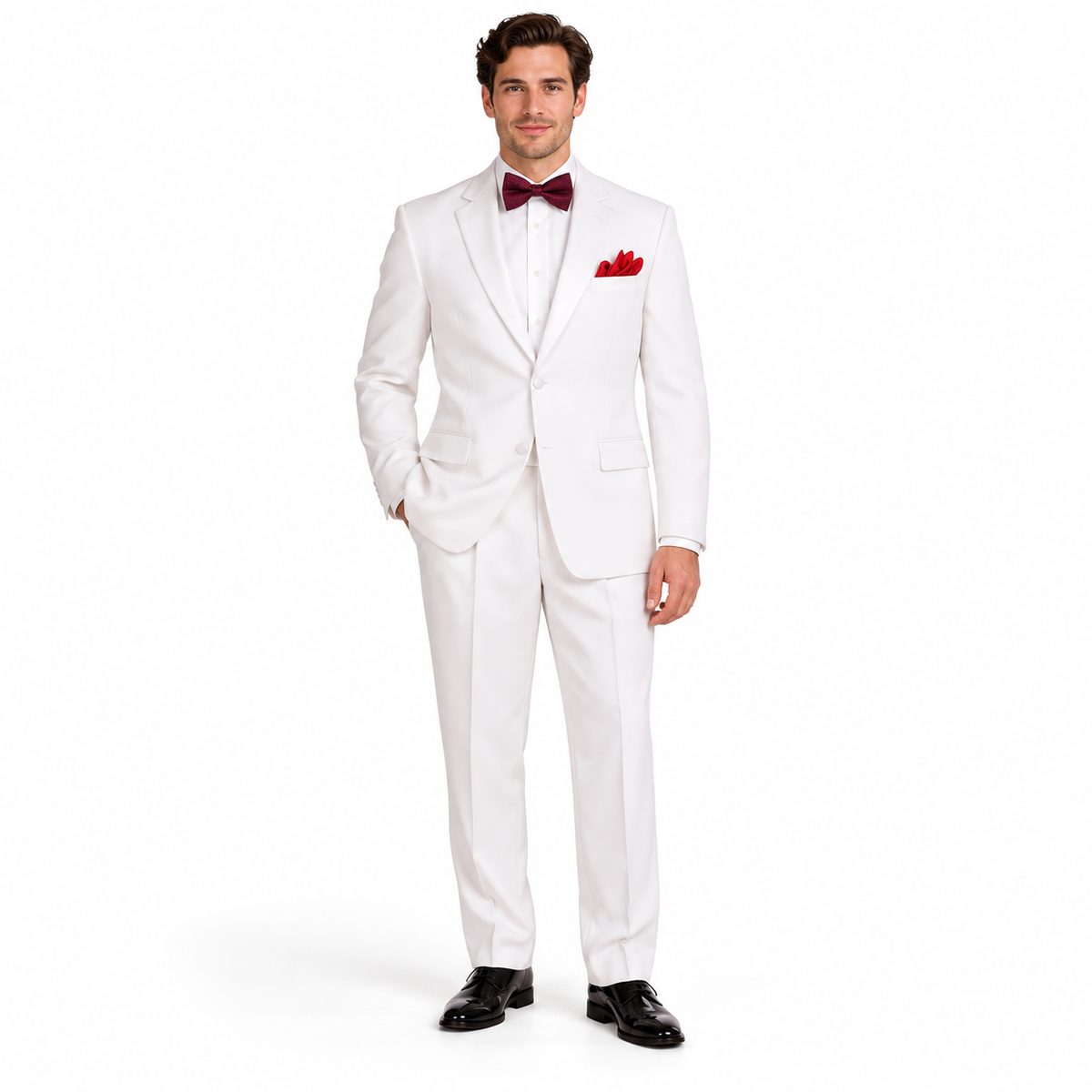 Pure White 2-Piece Notch-Lapel Tuxedo - on model