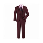 Burgundy 3-Piece Slim Fit Suit with Black Piping - front product view