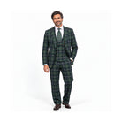 Green Windowpane 100% Wool 3-Piece Suit - on model