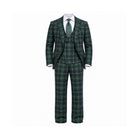 Green Windowpane 100% Wool 3-Piece Suit - complete front view