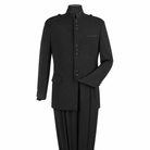 Black 2-Piece Nine-Button Mandarin Collar Suit, product view