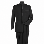 Black 2-Piece Nine-Button Mandarin Collar Suit