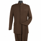 Brown 2-Piece Nine-Button Mandarin Collar Suit, product view
