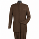 Brown 2-Piece Nine-Button Mandarin Collar Suit