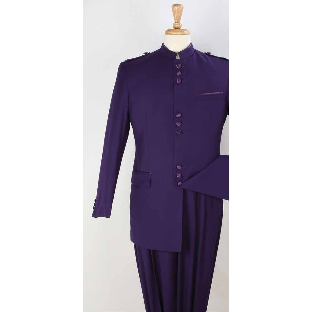 Purple 2-Piece Nine-Button Mandarin Collar Suit, original supplier reference