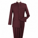 Burgundy 2-Piece Nine-Button Mandarin Collar Suit