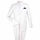 Pure White 2-Piece Nine-Button Mandarin Collar Suit, product view