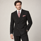 Black 2-Piece Classic Double-Breasted Suit, model view