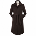 Brown Belted Wool Gabardine Duster Coat - polished studio product view on white