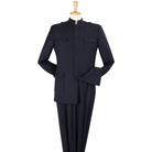 Navy 2-Piece Mandarin-Collar Fashion Suit - front product view