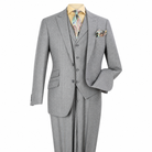 Gray Herringbone 3-Piece 100% Wool Suit with Peak Lapel - polished studio product view on white