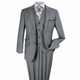 Light Gray 3-Piece 100% Wool Suit with Peak Lapel