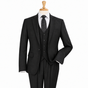 Black 3-Piece One-Button Slim Fit Suit