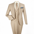 Tan 3-Piece One-Button Slim Fit Suit - polished studio product view on white