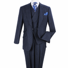 Navy Stripe 3-Piece 100% Wool Suit - polished studio product view on white