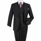 Black 3-Piece 100% Wool Suit - polished studio product view on white