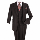 Brown Windowpane 3-Piece 100% Wool Suit - polished studio product view on white