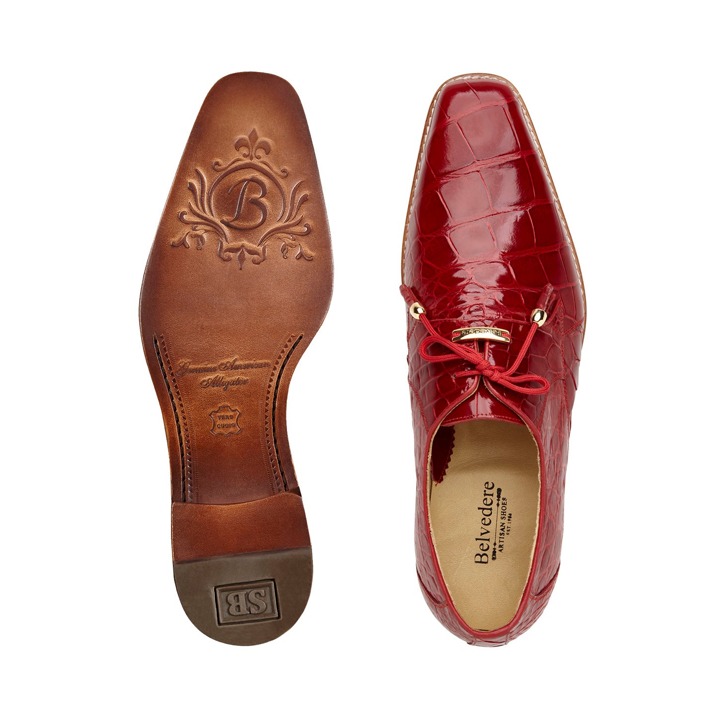 Stand Out with Belvedere Lago Red Alligator Lace-Up Shoes – Suits